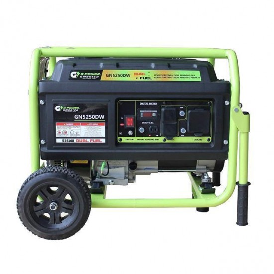 Green-Power America GN5250DW 5250-Watt Propane and oline Powered Dual Fuel Generator, Green