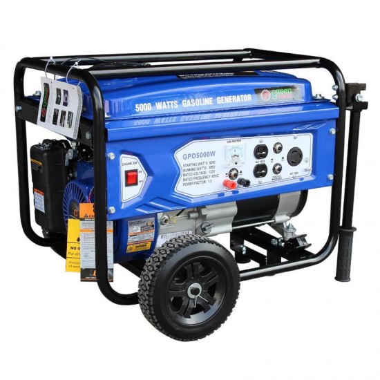 Green Power oline Powered Portable Recoil Start Generator - 5000 Watts of starting power / 3850 Watts of continuous running power with 223cc, 7.5HP and LCT Engine