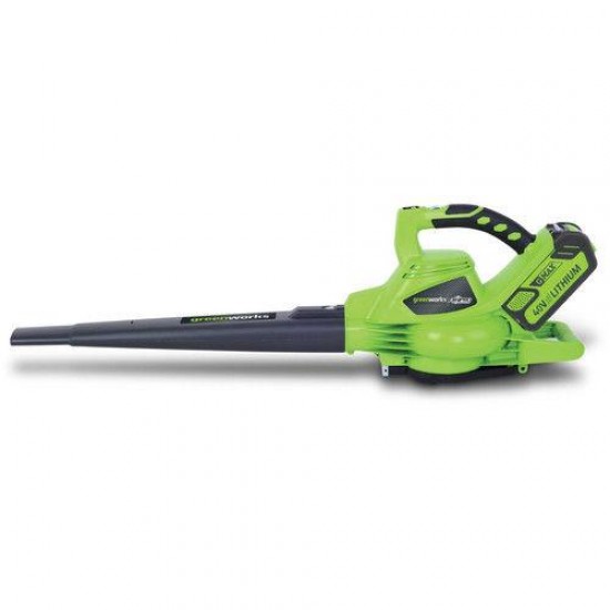 Greenworks 40V 185 MPH Variable Speed Cordless Blower Vacuum, 4.0 AH Battery Included 24322