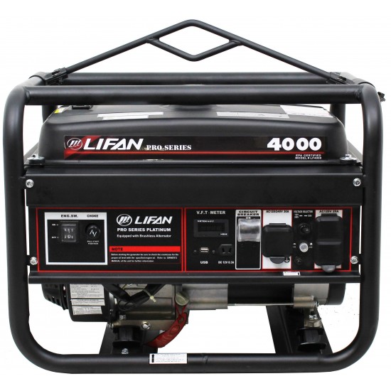 Lifan Pro-Series LF4000-CA (California Sales Compliant) 7hp, 212cc 4-Stroke Industrial Grade, Recoil Start, OHV oline Powered, Rental/Contractor, OSHA Compliant Portable Generator