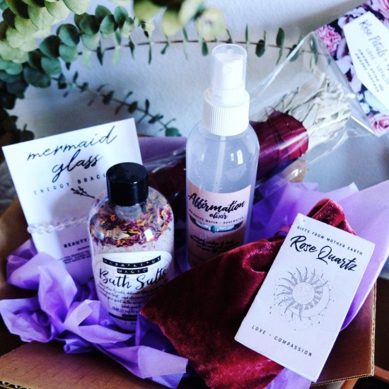 Love Spell Box | Gift Box of Sacred Tools to Instill Love, Self-Love, Heart Healing, Beauty | Rose, White Sage Smudge, Rose Quartz
