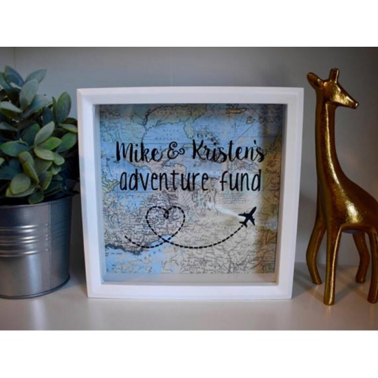 Personalized Adventure d World Map Blue | Engagement Gift | Bridal Shower Wedding Gift | Gift for Traveller Savings