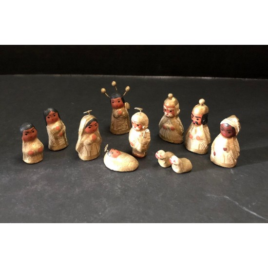 Vintage Miniature Mexici Nativity Scene Set Terra Cotta Red Clay Holy Family