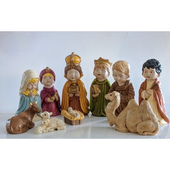 Vintage Nativity Scene Duncan Nativity Figurines Arner's 1975 Christmas Nativity Religious Manger Baby Jesus Mary 3 Kings 10 pc