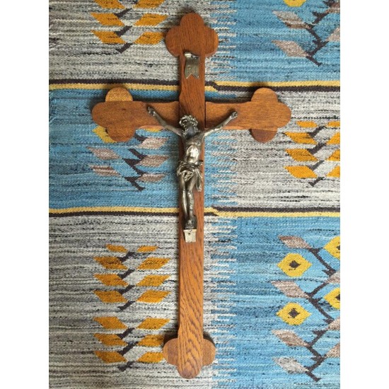 Vintage Wooden Large Wall Crucifix / Vintage Jesus on Cross / Antique Crucifix / Vintage Wooden Cross